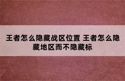 王者怎么隐藏战区位置 王者怎么隐藏地区而不隐藏标